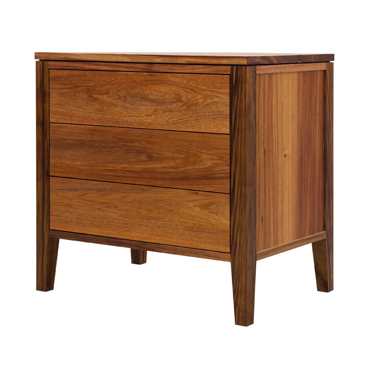 Solid Tasmanian Blackwood 3 drawer bedside table