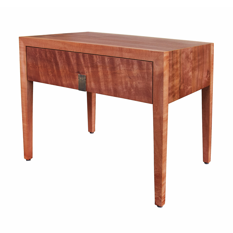 Single drawer Tasmanian Myrtle Shaker bedside table with tapering legs.